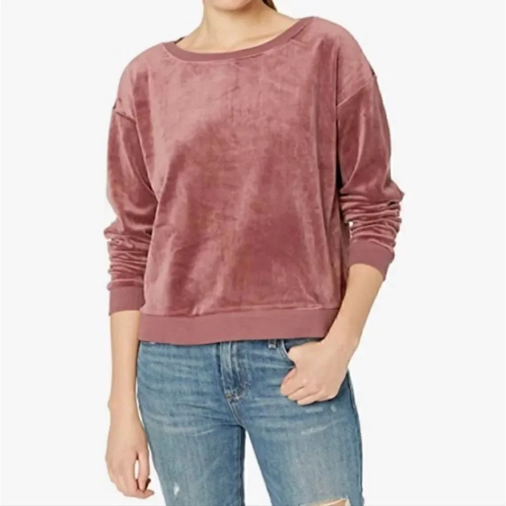 Cupcakes & Cashmere Athleisure Barbiecore Preppy Velour Loungewear Sweater S